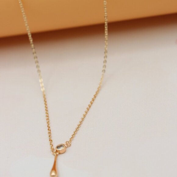"Minimalist Rose Gold Plated Necklace with Crystal Drop, XPNL0148 - Picture 12 of 13